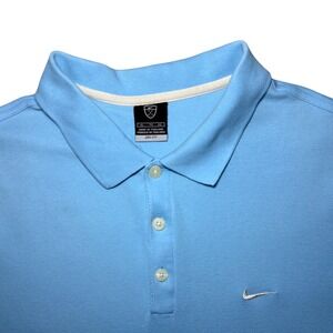 Nike Golf Polo Shirt Mens XL Light Blue Dri-FIT Short Sleeve Pique Knit Swoosh